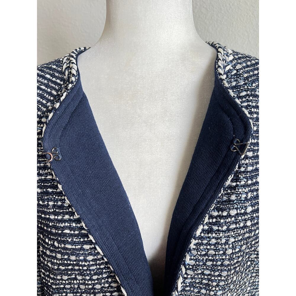 St. John Camille Knit Blue Raglan Sleeve Jacket Women's 10 Stretch Wool Dog Show - Picture 4 of 9